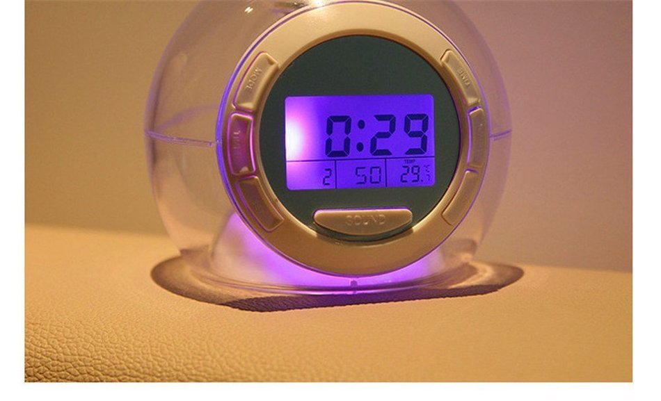 Surborder Shop Colorful Glowing 7 Led Colors Changing Digital Alarm Clock with Time & Date & Temperature Display N2