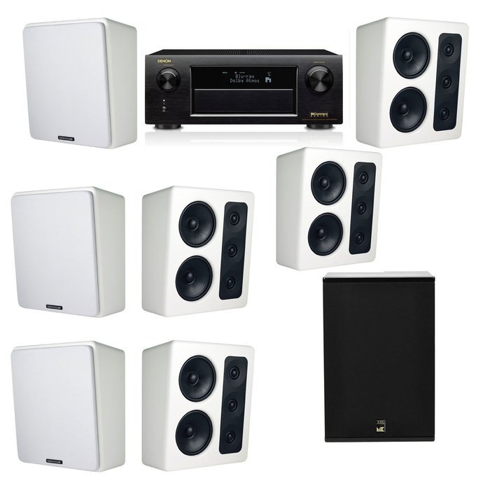 M&K Sound MP300 White Monitor Speaker 7.1 X12 Denon AVR-X5200W