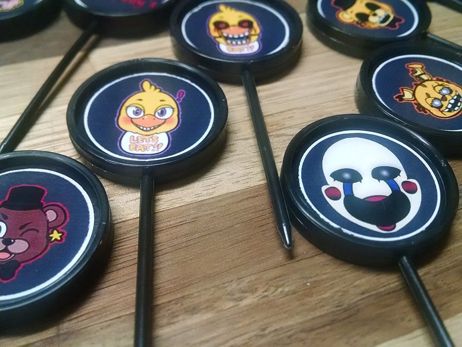 12CT FNAF 5 NIGHTS AT FREDDY'S FAZBEAR birthday party cupcake topper /food picks N4