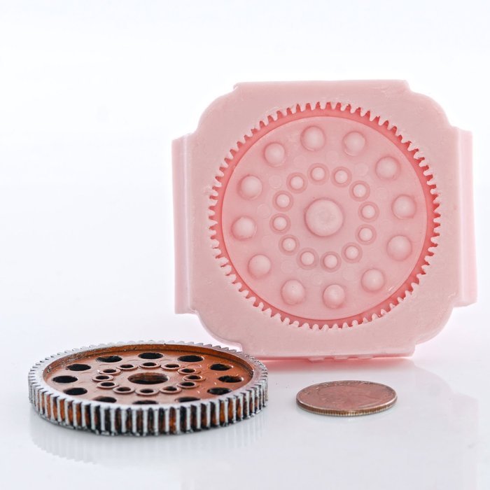 Large Steampunk Gear Mold Easy To Use Flexible Silicone Food Safe Fondant, Chocolate, Candy, Resin, Polymer Clay... N3
