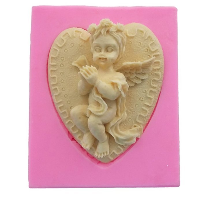 WYD 3D Baby Angel Fondant Cake Mold,Handmade Soap Mold,Cake Mold Decorating (Cross Pigeon Angel) N7
