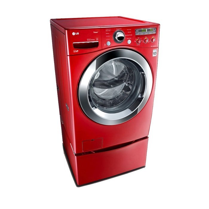 LG PAIR SPECIAL-"WILD CHERRY RED" Ultra Large Capacity Steam Laundry System with Matching Pedestals (WM3250HRA...