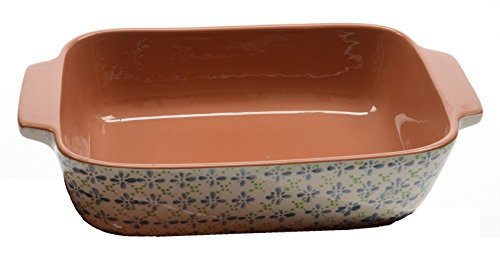 French Countryside Flower Rectangular Terracotta Oven Baking Dish N2