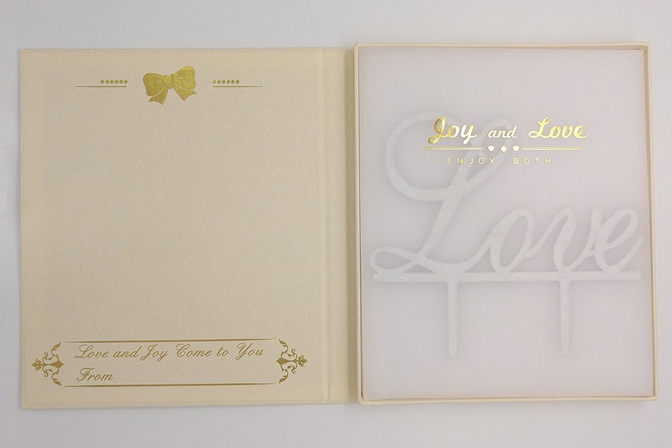 LOVENJOY Gift Box Pack LOVE Monogram Wedding Engagement Cake Party Topper (5.7-inch, Silver Glitter) N16