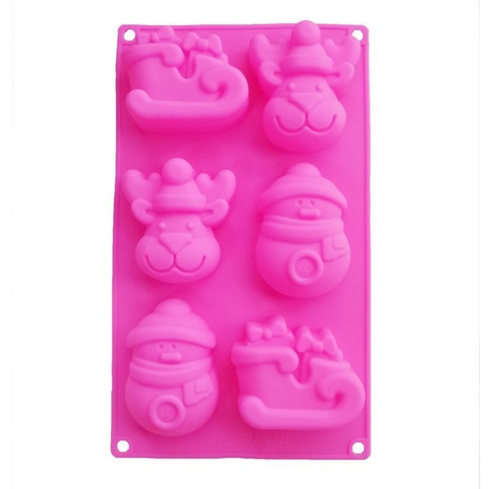 Yunko 6 Cavity Merry Christmas Reindeer Sled Snowman Silicone Baking Cake Pan Cookie Pudding Jelly Dessert Mold...