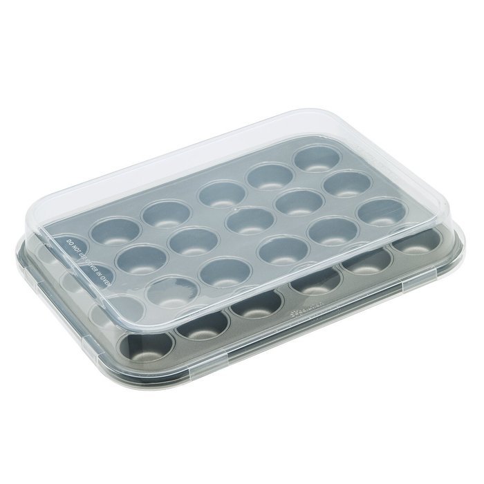 Ecolution Bakeins 24 Mini Muffin and Cupcake Pan with Lid &ndash; PFOA, BPA, and PTFE Free Non-Stick Coating &ndash; Heavy... N5