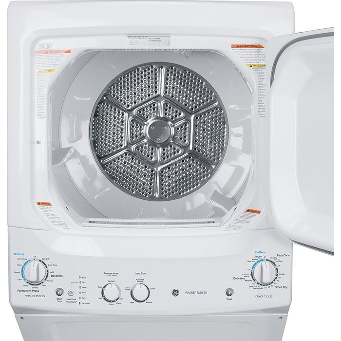 GE GUD27GSSJWW Spacemaker 9.1 Cu. Ft. White Gas Washer/Dryer Combo N3