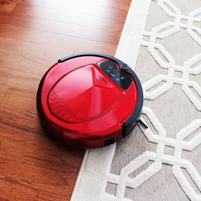 Infinuvo Hovo 650 Red Robotic Vacuum with HEPA Filter, UV Lamp, Home Base, Scheduler, Virtual Blocker & Water... N3