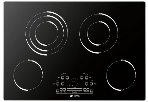 Verona VECTEM304 30" Electric Radiant 4 Element Cooktop With Slide Touch Controls Peacock Tail Bar Low Power Scale...