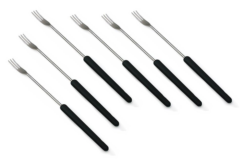 Swissmar Set of 6 Cheese Fondue Forks, Dark Wood Handles N4
