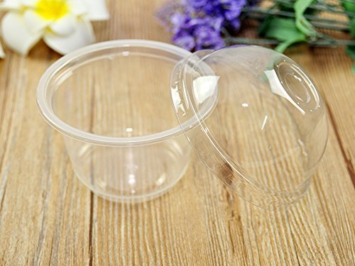 100 PCS Premium Decorative Fancy Plastic Pastry/Ice Cream Pod w/ Clear Dome Lid N2