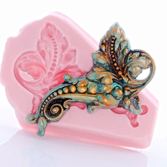 Victorian Baroque Scroll Work Silicone Mold Food Safe Fondant, Gum Paste, Resin, Polymer Clay, Craft, Jewelry... N3
