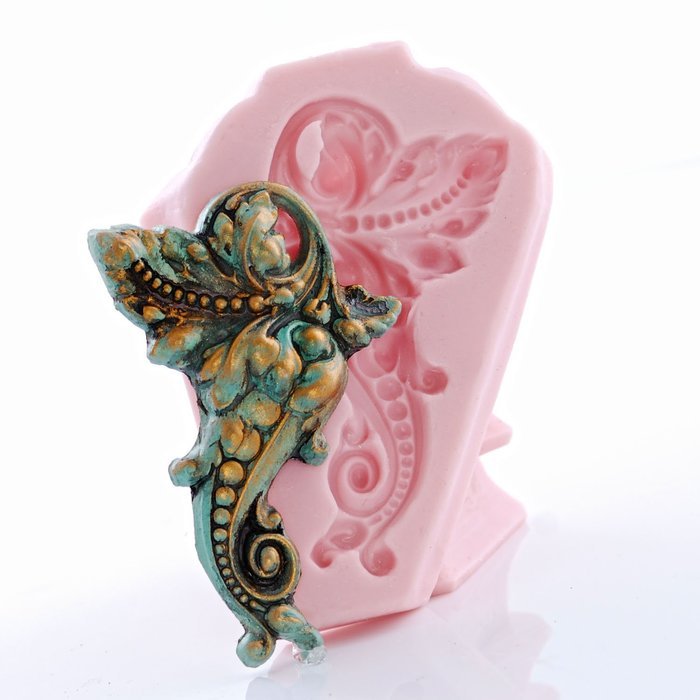 Victorian Baroque Scroll Work Silicone Mold Food Safe Fondant, Gum Paste, Resin, Polymer Clay, Craft, Jewelry... N4