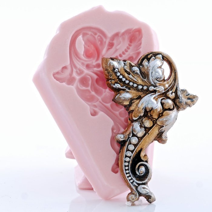 Victorian Baroque Scroll Work Silicone Mold Food Safe Fondant, Gum Paste, Resin, Polymer Clay, Craft, Jewelry... N5