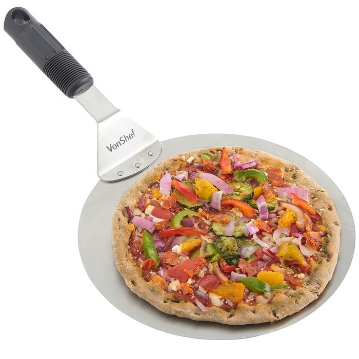 VonShef Stainless Steel Pizza Peel, Cake Lifter, 10 Inch Diameter - For Cakes, Pizzas, Pies,Tarts N5