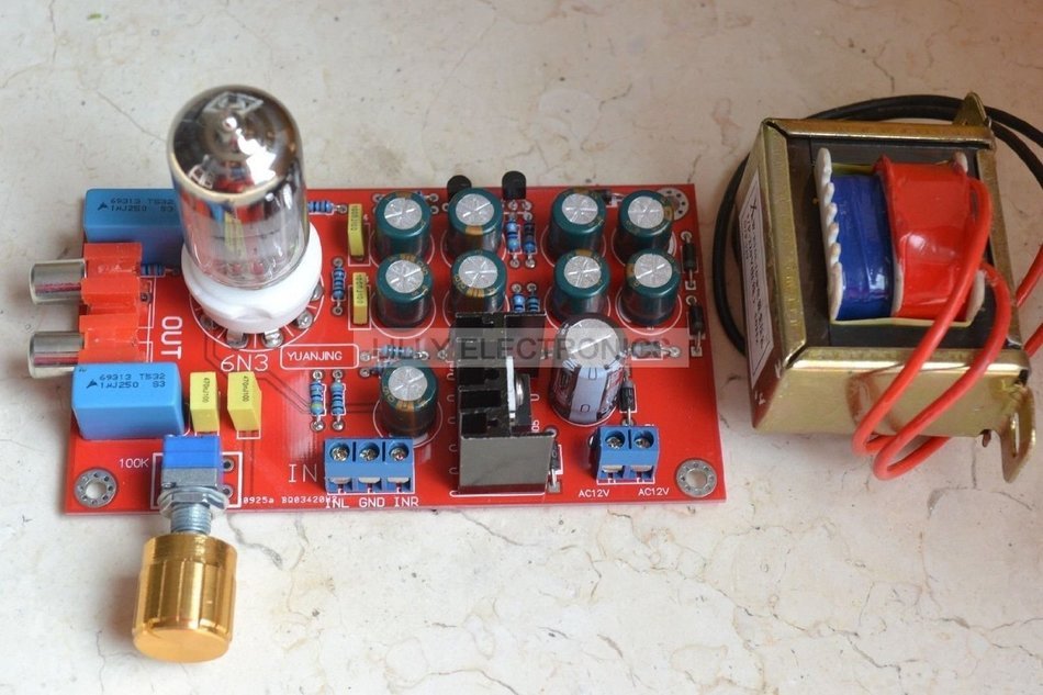 New Tube 6N3 Buffer Audio Preamplifier Pre-AMP Board 10W + AC12V Power Adapter N4