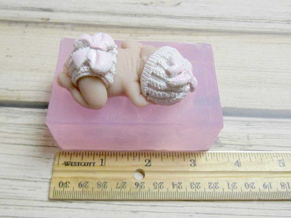 Mold for 3 Inch Baby with Bow Hat and Diaper Fondant Decorating Soap Polymer Clay Cake N3