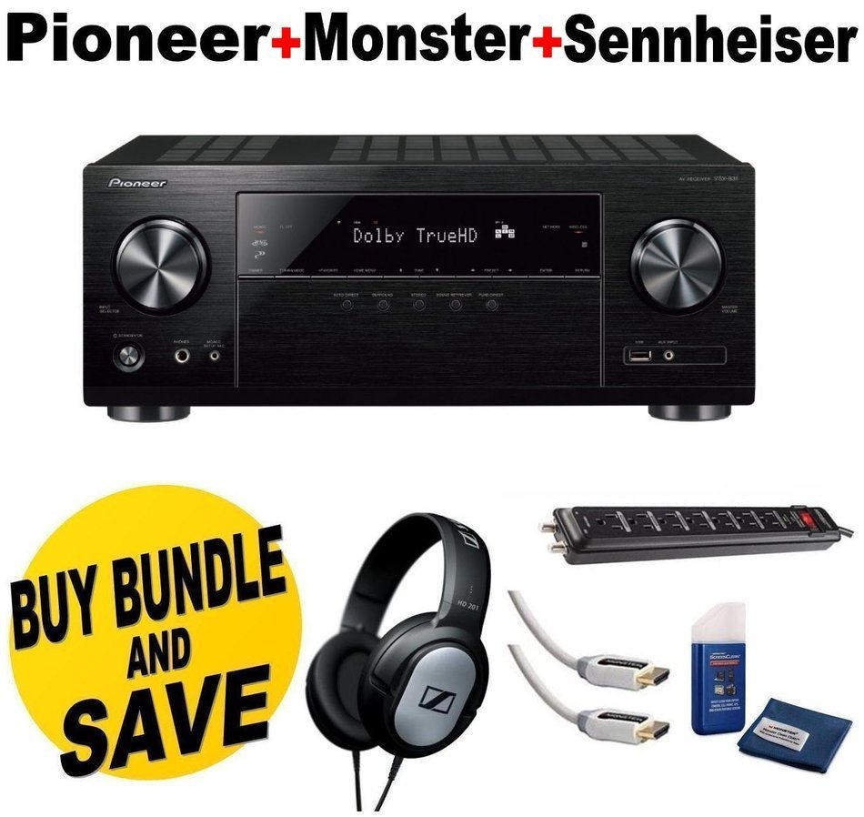 Pioneer VSX-831 5.2-Channel AV Receiver with Built-In Bluetooth and Wi-Fi + + Monster Home Theater Accessory Bundle...