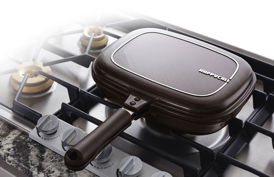 Happycall PLASMA Titanium Coating Double Grill Pan IH (Induction) Compatible New Version (2 Set (10.8"+11.8")) N9