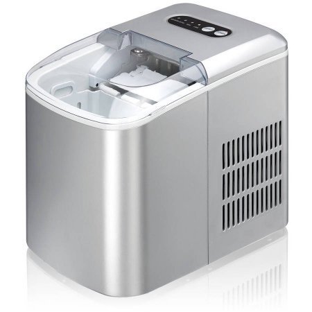 Sunpentown Portable & Fast Ice Maker | Self-Clean Function, Silver