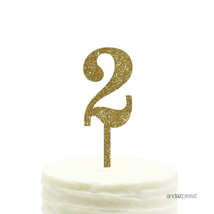 Andaz Press 5th Birthday and Anniversary Acrylic Cake Toppers, Pink Glitter, Number 5, 1-Pack N166