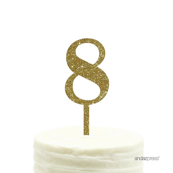 Andaz Press 5th Birthday and Anniversary Acrylic Cake Toppers, Pink Glitter, Number 5, 1-Pack N173