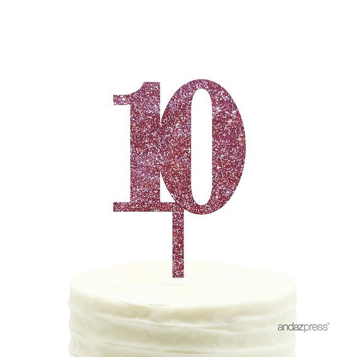 Andaz Press 5th Birthday and Anniversary Acrylic Cake Toppers, Pink ...