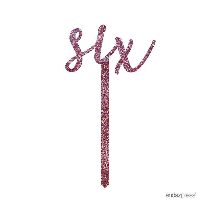 Andaz Press 5th Birthday and Anniversary Acrylic Cake Toppers, Pink Glitter, Number 5, 1-Pack N179