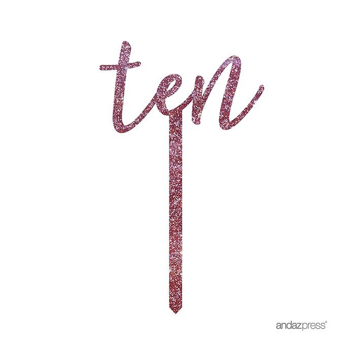 Andaz Press 5th Birthday and Anniversary Acrylic Cake Toppers, Pink Glitter, Number 5, 1-Pack N184