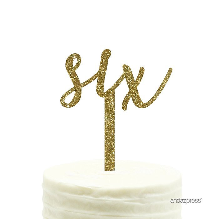 Andaz Press 5th Birthday and Anniversary Acrylic Cake Toppers, Pink Glitter, Number 5, 1-Pack N185
