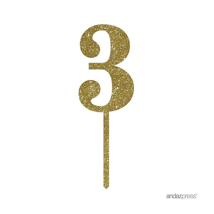 Andaz Press 5th Birthday and Anniversary Acrylic Cake Toppers, Pink Glitter, Number 5, 1-Pack N187