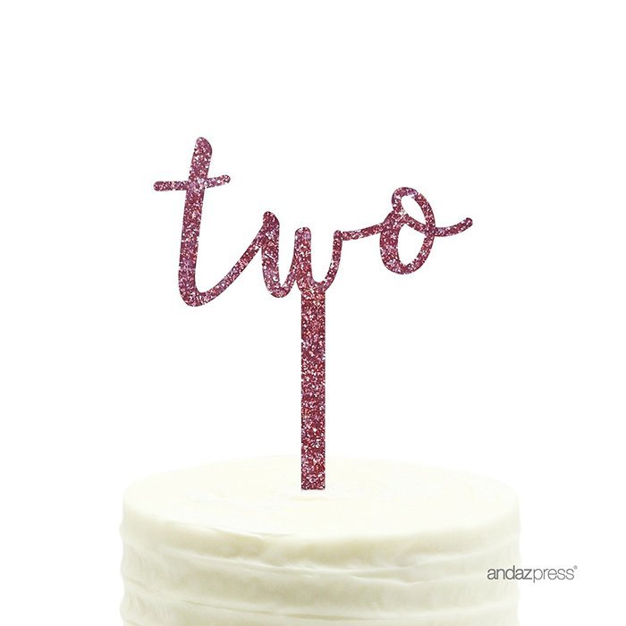 Andaz Press 5th Birthday and Anniversary Acrylic Cake Toppers, Pink Glitter, Number 5, 1-Pack N191