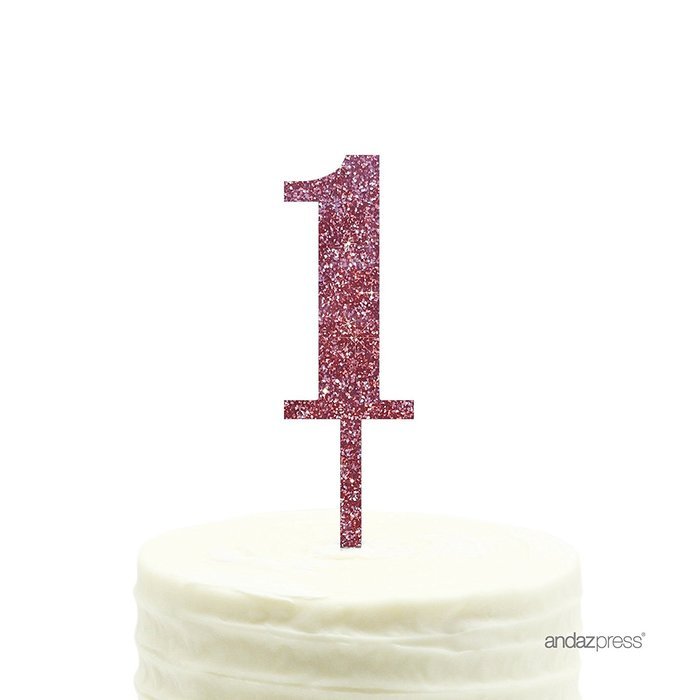Andaz Press 5th Birthday and Anniversary Acrylic Cake Toppers, Pink Glitter, Number 5, 1-Pack N192