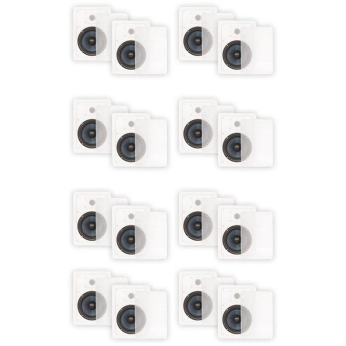 Blue Octave BDW62 In Wall 6.5" Speakers 2 Way Home Theater Surround Sound 8 Pair Pack