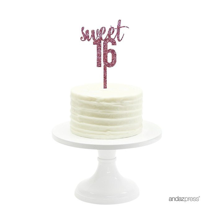 Andaz Press 5th Birthday and Anniversary Acrylic Cake Toppers, Pink Glitter, Number 5, 1-Pack N195