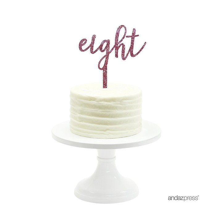 Andaz Press 5th Birthday and Anniversary Acrylic Cake Toppers, Pink Glitter, Number 5, 1-Pack N197