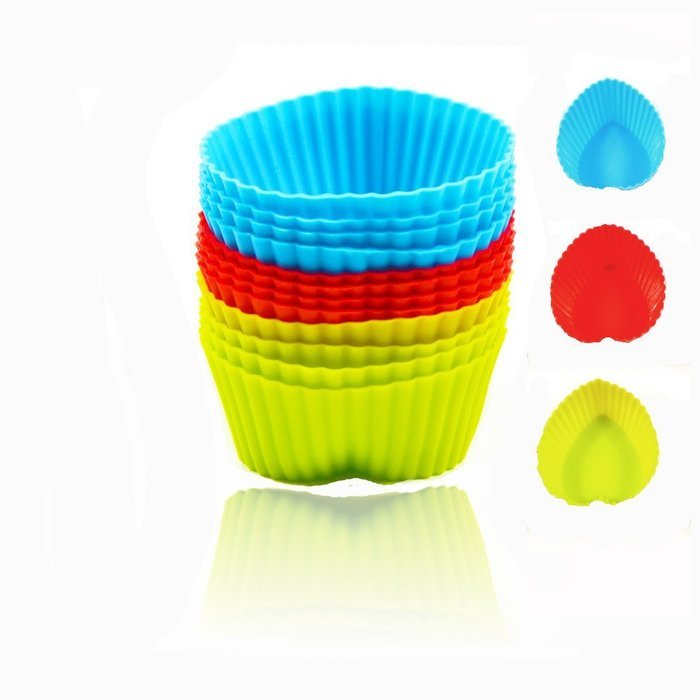 Silicone Baking Cups - DefenderX Non-Stick Cupcake and Muffin Baking Cup ,12 Pcs,Contains NO BPA - Blue,Green,... N7
