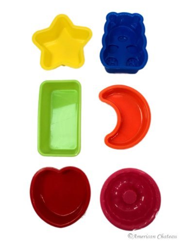 Set of 6 Silicone Baking Molds Assorted Trays Food Mould Mold Kids Use N2