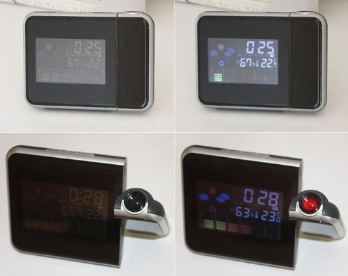 Digital Weather LCD Projection Snooze Alarm Clock Color Display w/ LED Backlight N6