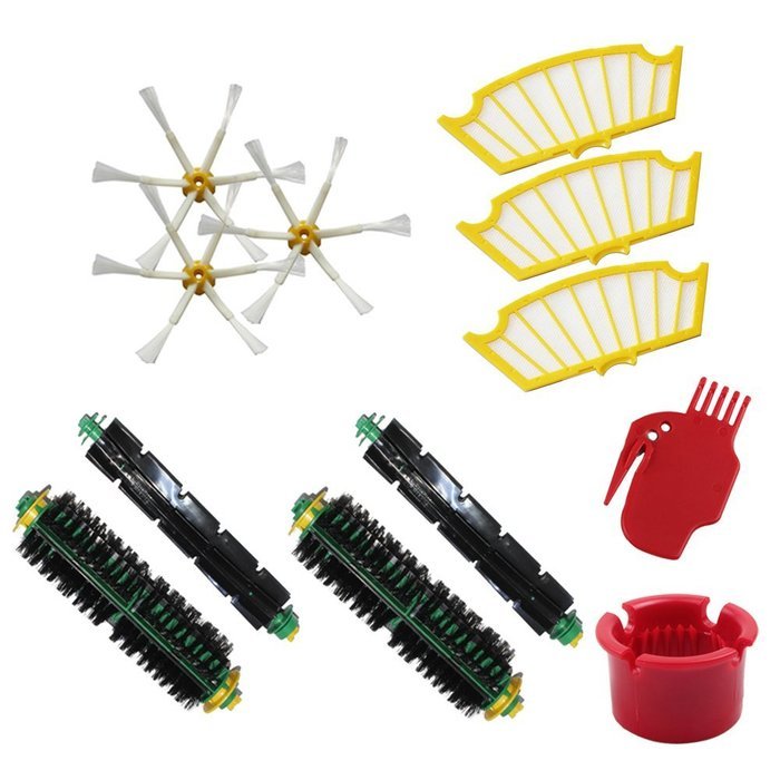 Hongfa Irobot Roomba Replacement Kits Roomba 6-arms Sidebrush, Roomba Flexible Beater Brush, Bristle Brush, Yellow...