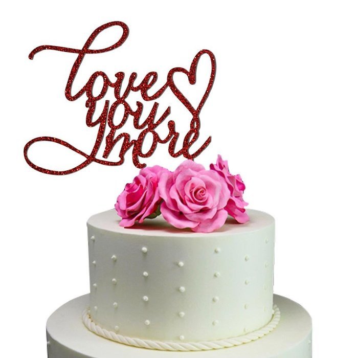 Sugar Yeti Made In USA Wedding Cake Topper Love You More #20 Gold Mirror N8
