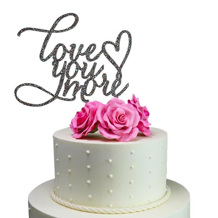 Sugar Yeti Made In USA Wedding Cake Topper Love You More #20 Gold Mirror N9