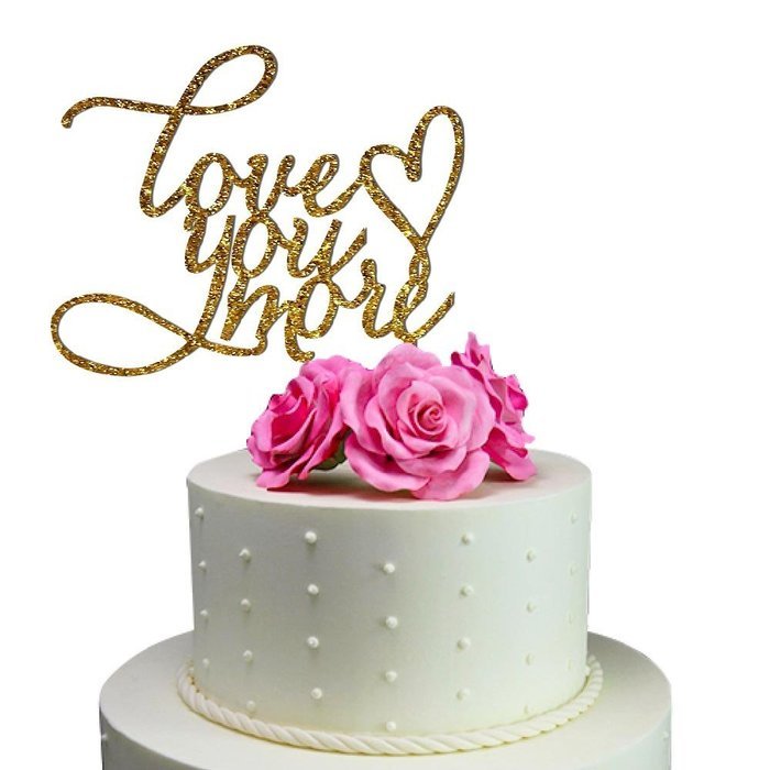 Sugar Yeti Made In USA Wedding Cake Topper Love You More #20 Gold Mirror N12