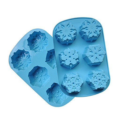 YIJIA 6 Cavity Snowflakes Silicone Non Stick Cake Bread Mold Chocolate Jelly Candy Baking Mould
