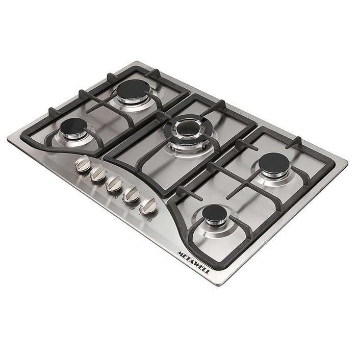 METAWELL 30" Stainless Steel 5 Burner Built-in Stoves NG Gas Hob Cooktops Cooker N2