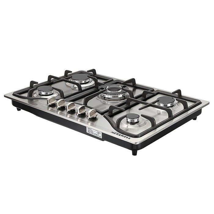 METAWELL 30" Stainless Steel 5 Burner Built-in Stoves NG Gas Hob Cooktops Cooker N3