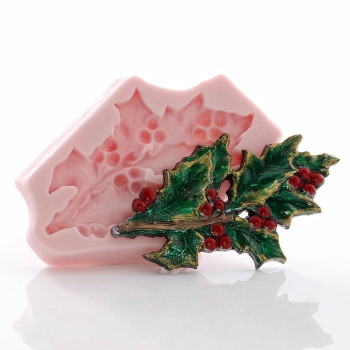 Holly Leaf Flexible Silicone Mold, Fondant, Candy, Chocolate, Food Safe, Polymer Clay, Resin Mold, Epoxy and so... N7