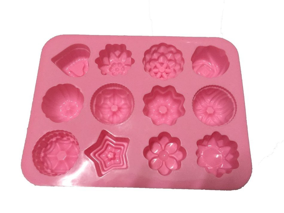 Schen 12 Cavity Flowers Silicone Non Stick Cake Bread Mold Chocolate ...