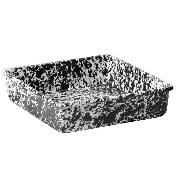 Enamelware Brownie Cornbread Pan - Black Marble