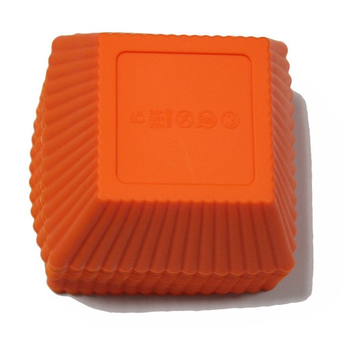 Trustworthy Buy 12-pack Reusable Silicone Square Baking Cups / Cupcake Liners - Orange N3